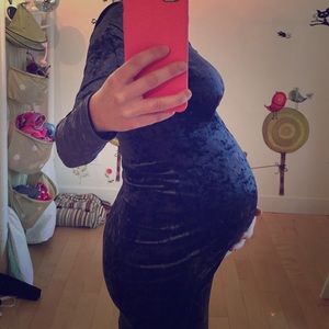 Gorgeous velvet maternity dress